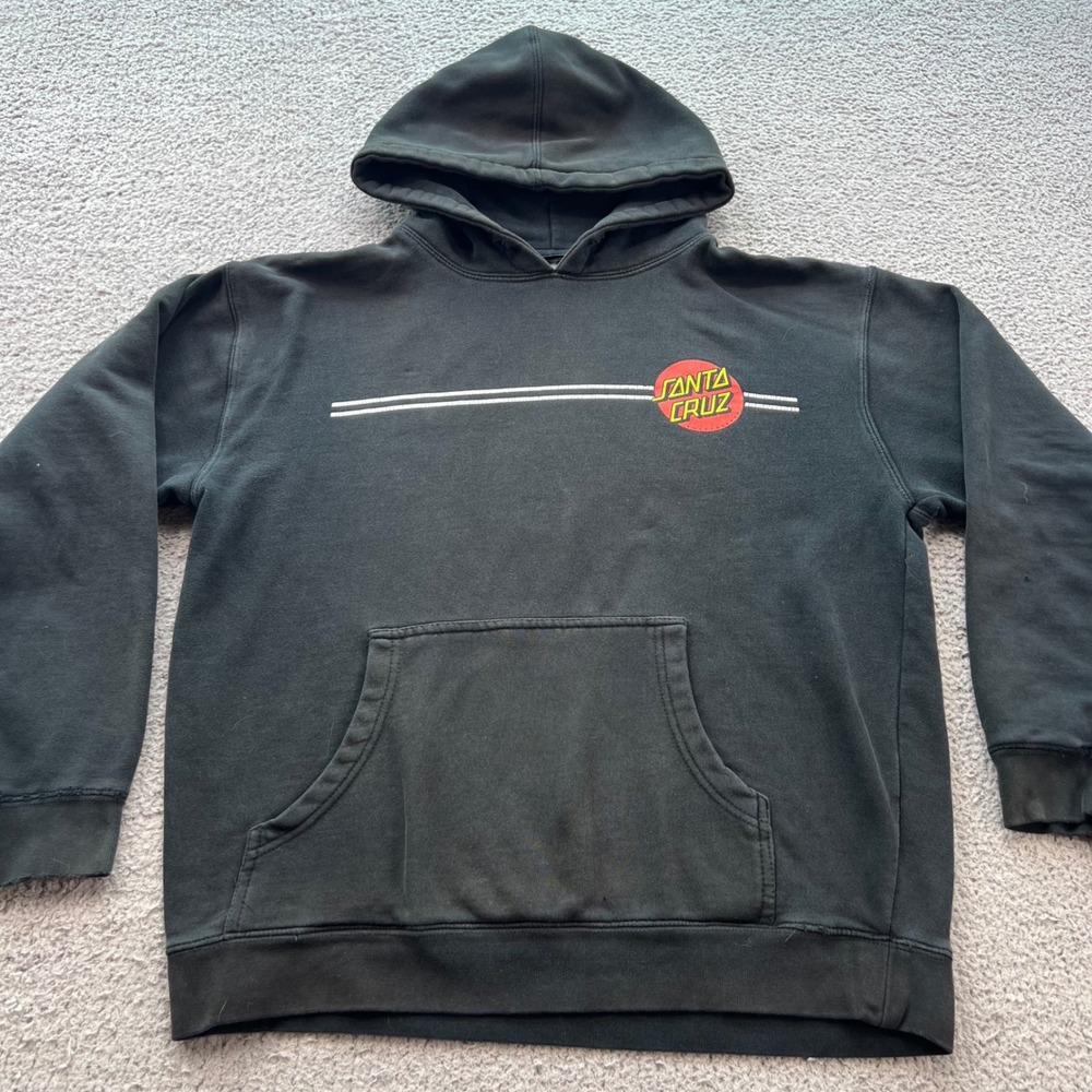 Santa Cruz Skateboards Classic Dot Logo Hoodie Faded Black Mens Skate Street